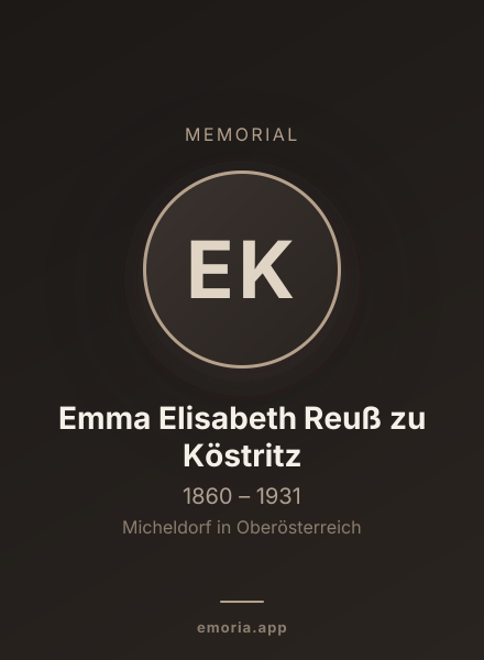 Memorial portrait of Emma Elisabeth Reuß zu Köstritz