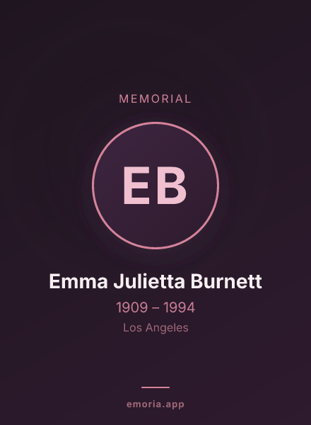 Memorial portrait of Emma Julietta Burnett