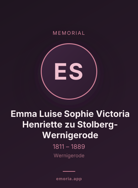 Memorial portrait of Emma Luise Sophie Victoria Henriette zu Stolberg-Wernigerode