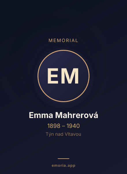 Memorial portrait of Emma Mahrerová