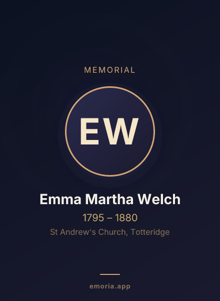 Memorial portrait of Emma Martha Welch