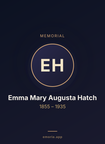 Memorial portrait of Emma Mary Augusta Hatch