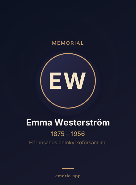 Memorial portrait of Emma Westerström