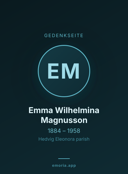 Gedenkportrait von Emma Wilhelmina Magnusson