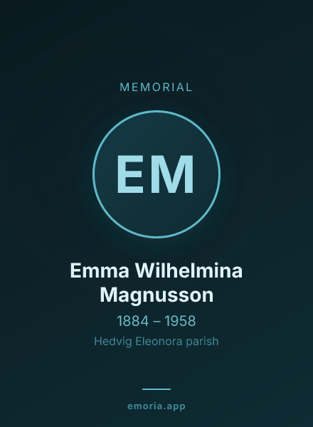 Memorial portrait of Emma Wilhelmina Magnusson