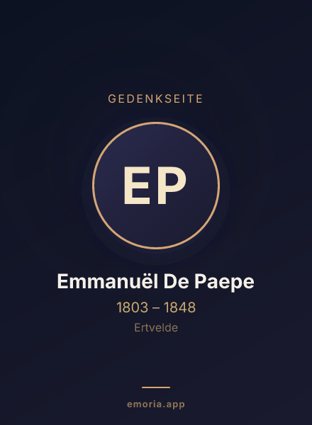 Gedenkportrait von Emmanuël De Paepe