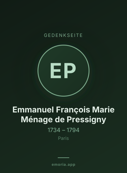 Gedenkportrait von Emmanuel François Marie Ménage de Pressigny
