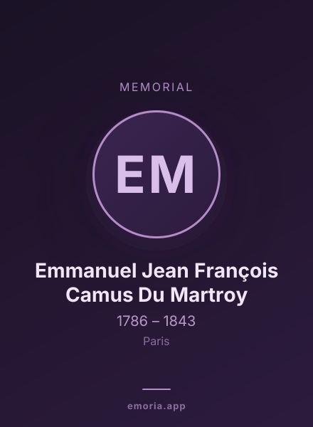 Memorial portrait of Emmanuel Jean François Camus Du Martroy
