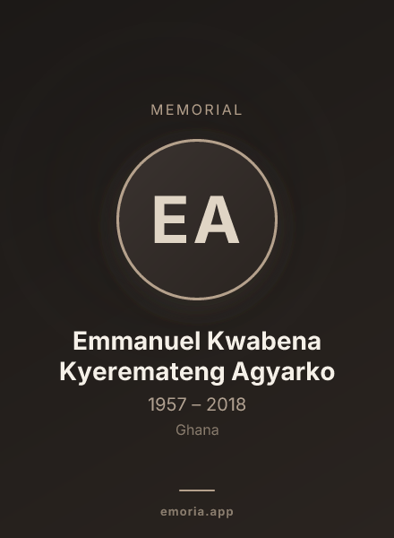 Memorial portrait of Emmanuel Kwabena Kyeremateng Agyarko