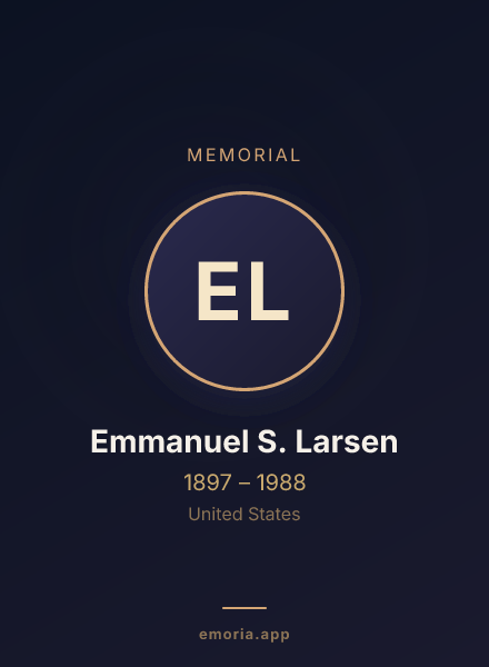 Memorial portrait of Emmanuel S. Larsen