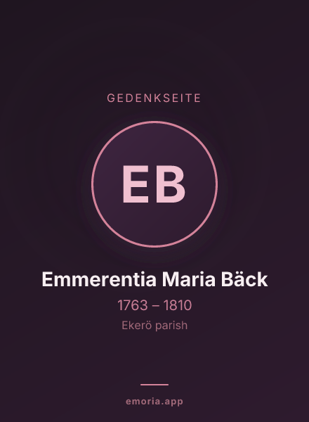 Gedenkportrait von Emmerentia Maria Bäck