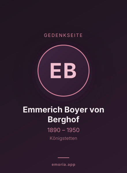Gedenkportrait von Emmerich Boyer von Berghof