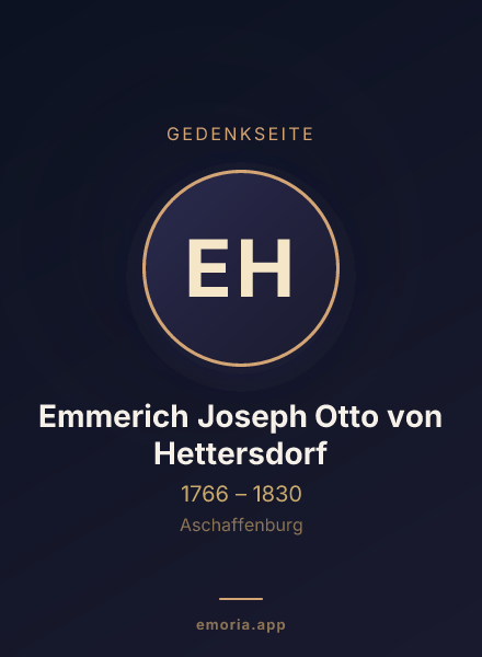 Gedenkportrait von Emmerich Joseph Otto von Hettersdorf