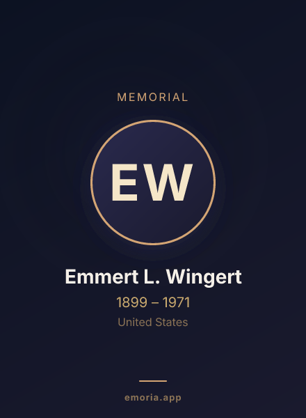 Memorial portrait of Emmert L. Wingert