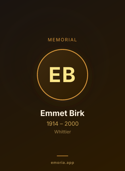 Memorial portrait of Emmet Birk