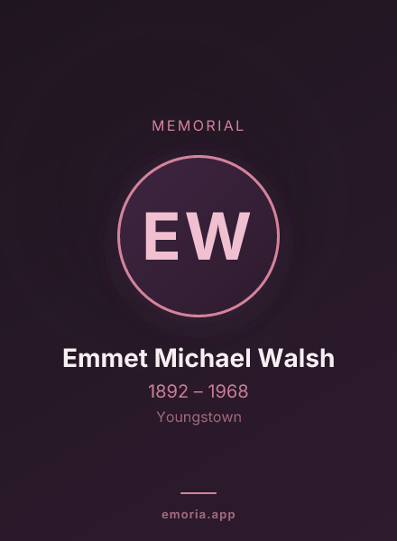 Memorial portrait of Emmet Michael Walsh