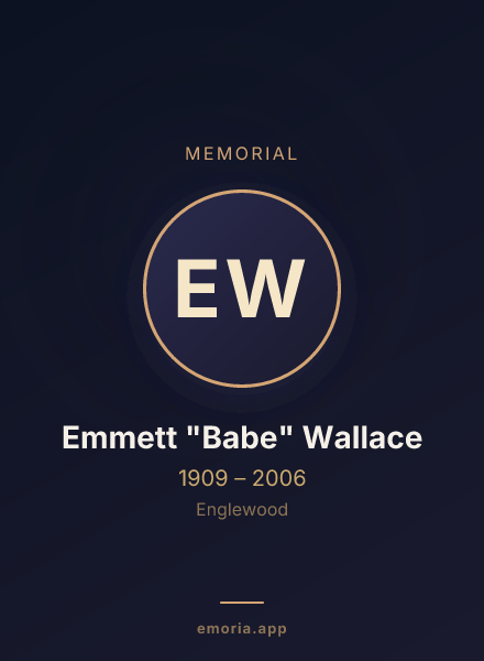 Memorial portrait of Emmett "Babe" Wallace