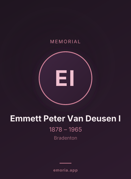 Memorial portrait of Emmett Peter Van Deusen I