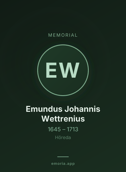 Memorial portrait of Emundus Johannis Wettrenius