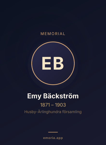 Memorial portrait of Emy Bäckström