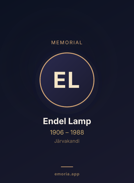 Memorial portrait of Endel Lamp