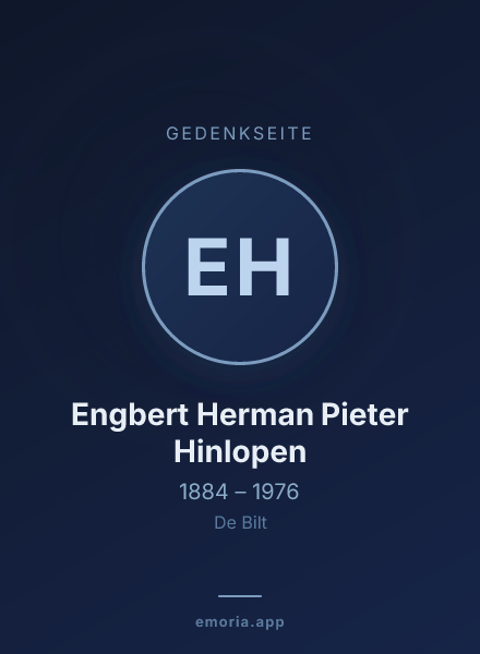 Gedenkportrait von Engbert Herman Pieter Hinlopen