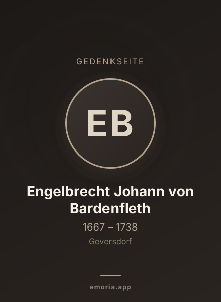 Gedenkportrait von Engelbrecht Johann von Bardenfleth