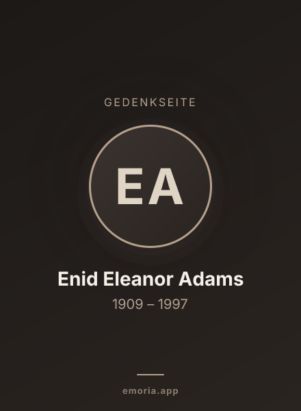 Gedenkportrait von Enid Eleanor Adams