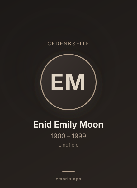 Gedenkportrait von Enid Emily Moon