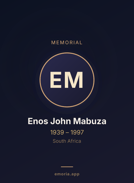 Memorial portrait of Enos John Mabuza