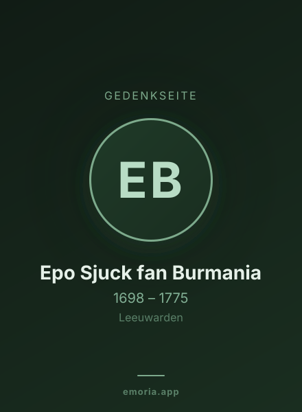 Gedenkportrait von Epo Sjuck fan Burmania