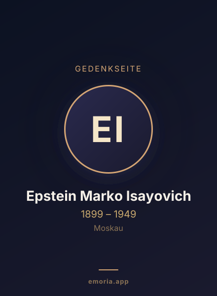 Gedenkportrait von Epstein Marko Isayovich