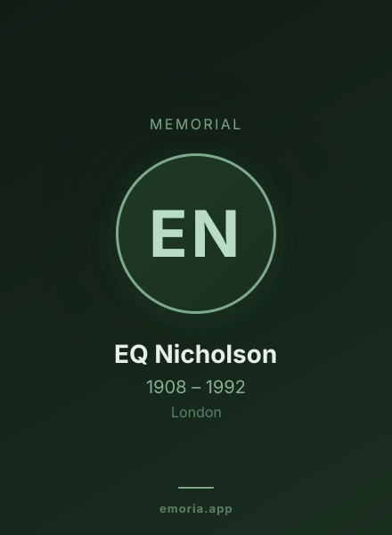 Memorial portrait of EQ Nicholson