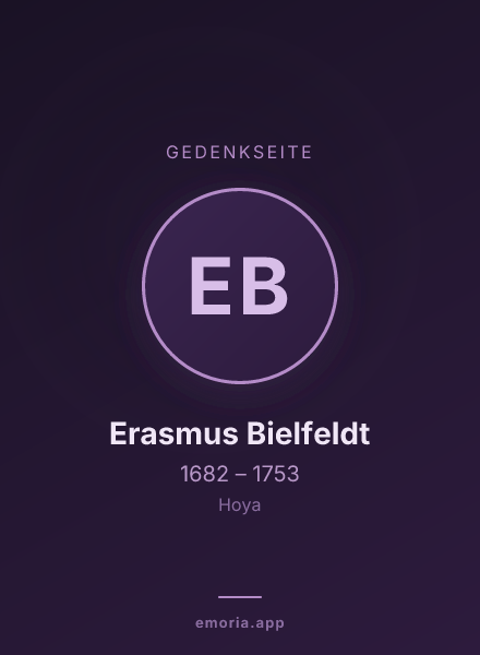 Gedenkportrait von Erasmus Bielfeldt