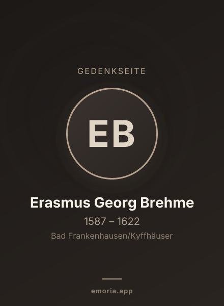 Gedenkportrait von Erasmus Georg Brehme