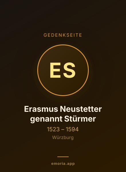 Gedenkportrait von Erasmus Neustetter genannt Stürmer