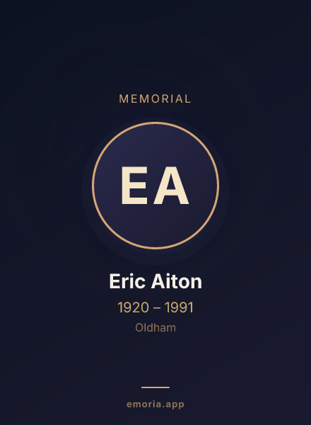 Memorial portrait of Eric Aiton