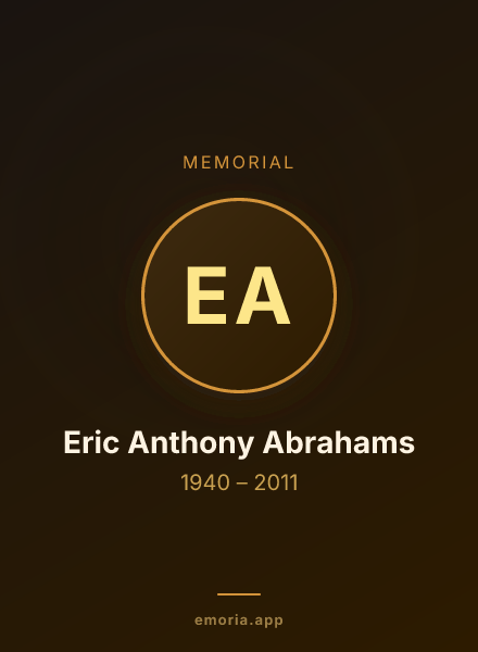 Memorial portrait of Eric Anthony Abrahams