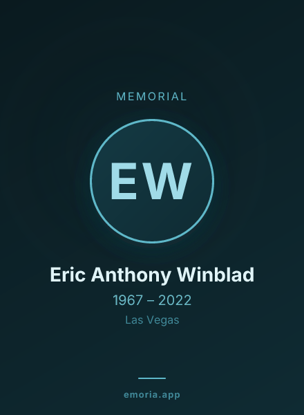 Memorial portrait of Eric Anthony Winblad