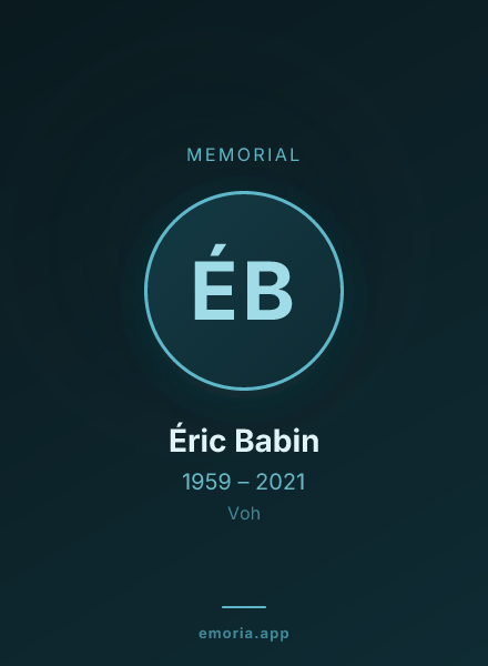 Memorial portrait of Éric Babin