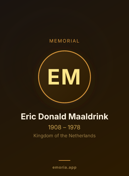 Memorial portrait of Eric Donald Maaldrink
