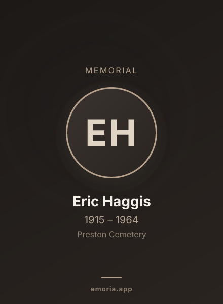 Memorial portrait of Eric Haggis
