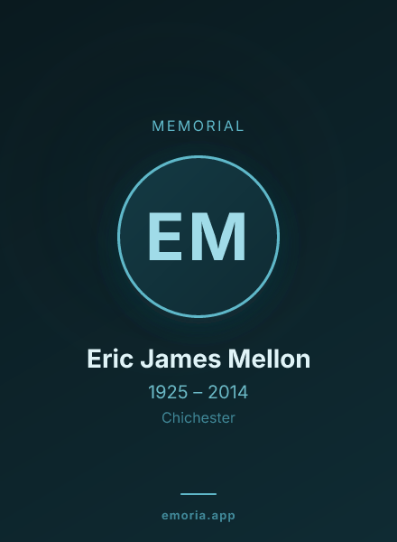 Memorial portrait of Eric James Mellon