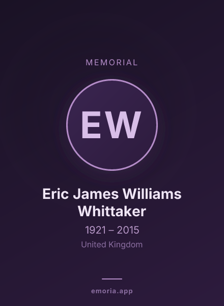 Memorial portrait of Eric James Williams Whittaker