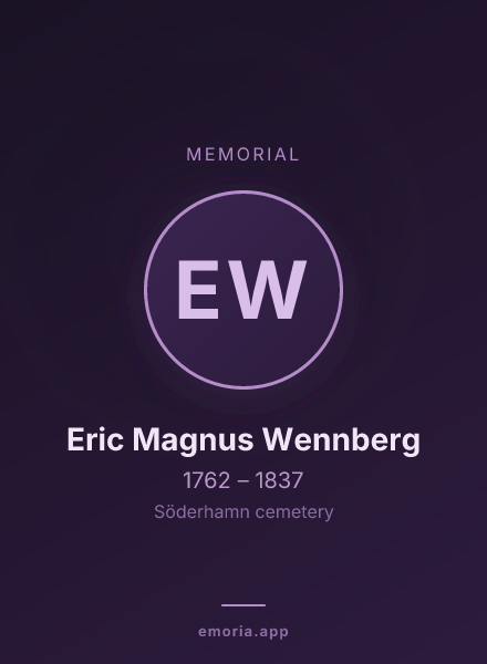 Memorial portrait of Eric Magnus Wennberg