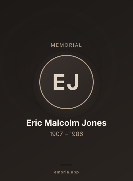 Memorial portrait of Eric Malcolm Jones