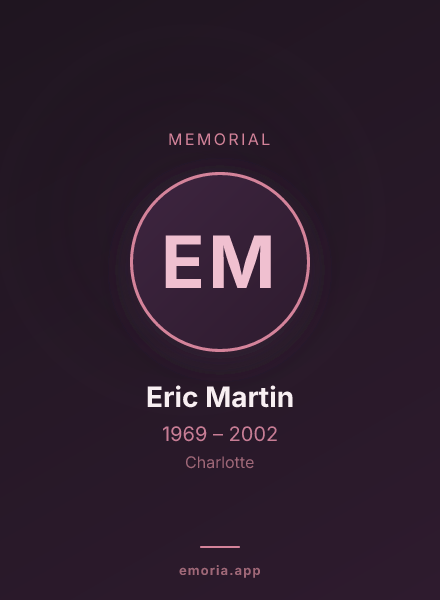 Memorial portrait of Eric Martin