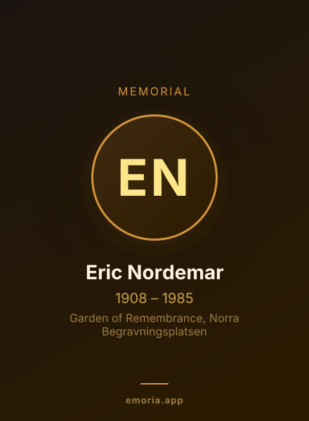 Memorial portrait of Eric Nordemar