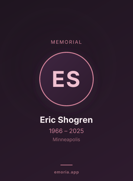 Memorial portrait of Eric Shogren