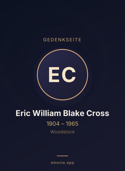 Gedenkportrait von Eric William Blake Cross